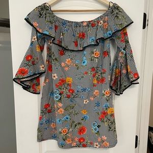 Zara checkered floral dress